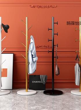 欧式轻奢衣帽架大理石落地挂衣架卧室衣架客厅铁艺简易立式挂包架