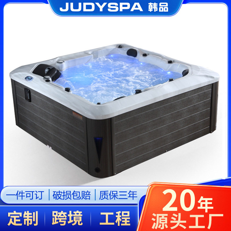 户外多人智能恒温大池室内按摩冲浪亚克力大浴缸别墅酒店深泡浴池
