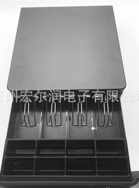 钱箱3304B8C黑色金属板面砂白色圆角时尚钱箱