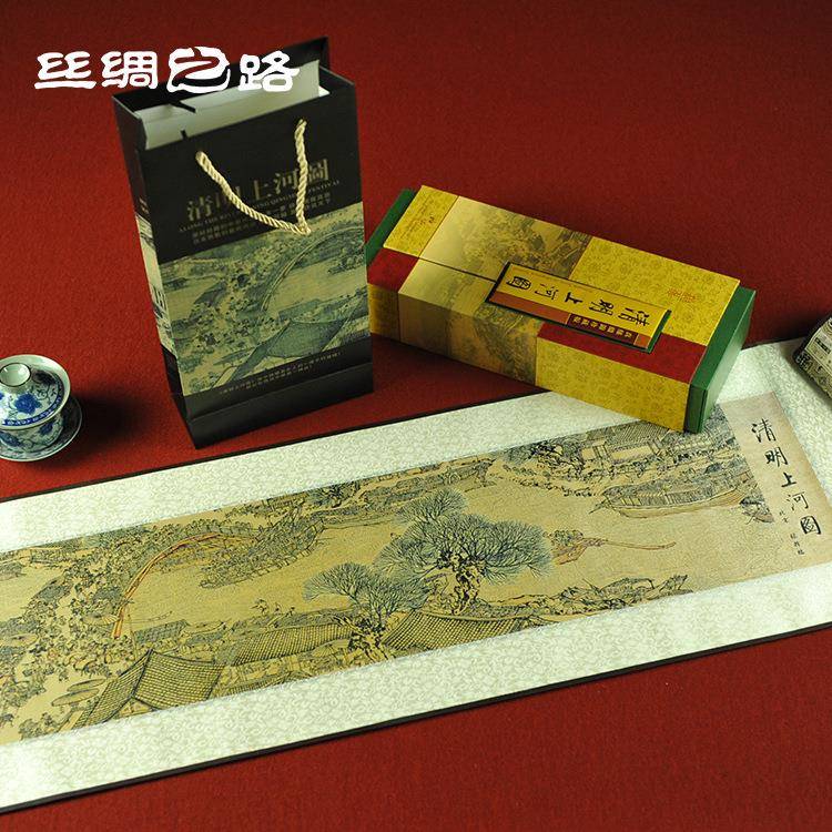 商务版丝绸画丝绸装饰画真丝织锦画