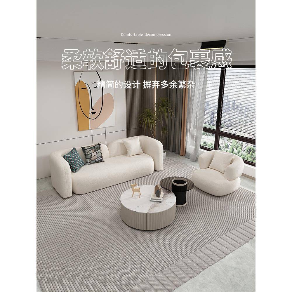 客厅布艺沙发小户型直排北欧简约现代美发店服装店铺用双人网红款