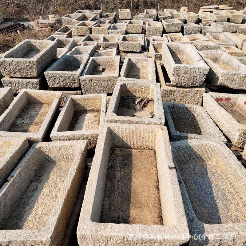 民俗旧石器老石槽复古农村牛槽庭院户外洗手池园林景观流水摆件