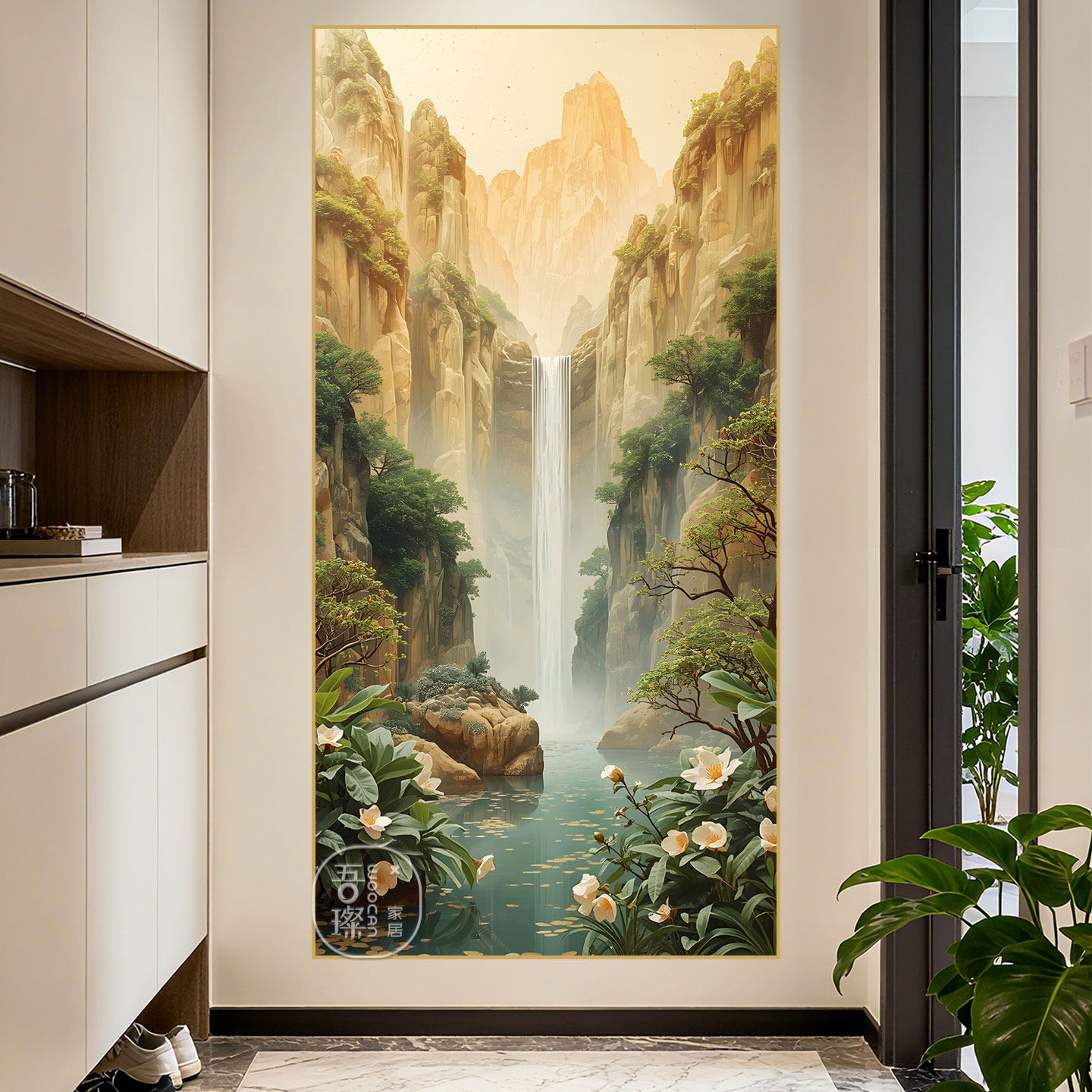 仙谷飞瀑立体贴画青山碧水禅意装饰客厅玄关自粘墙面自然风艺术贴,家居饰品,现代装饰画,淘宝优惠券,粉丝福利购,淘宝优惠卷