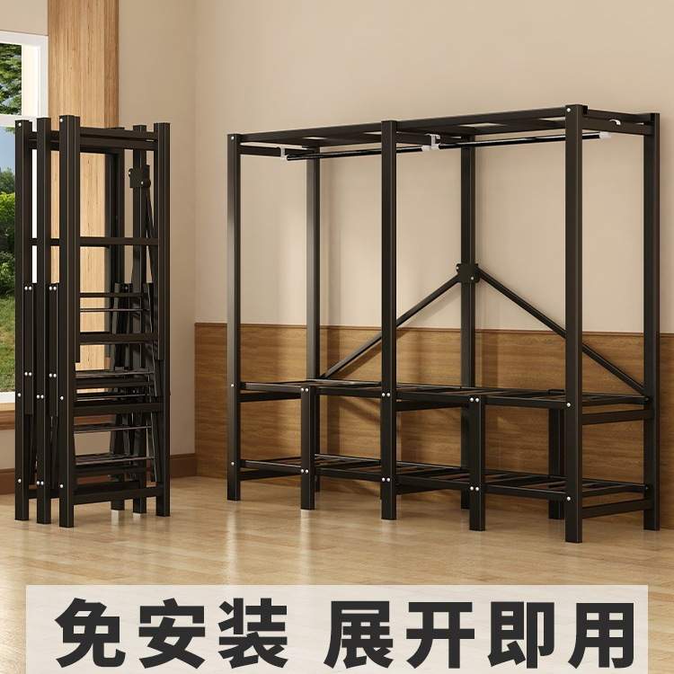 简易衣柜家用卧室折叠免安装衣橱出租房屋用经济型全钢架结实耐用
