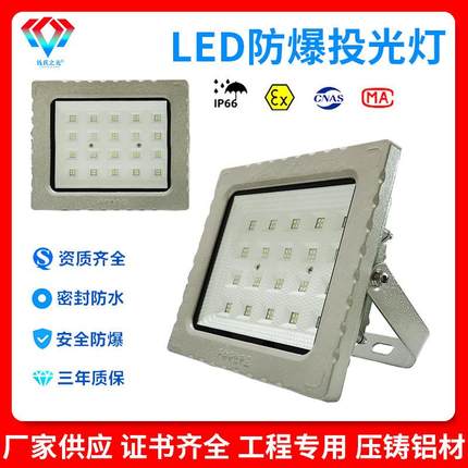 大理石灰色LED防爆灯免维护防爆加油站仓库车间化工厂投光灯