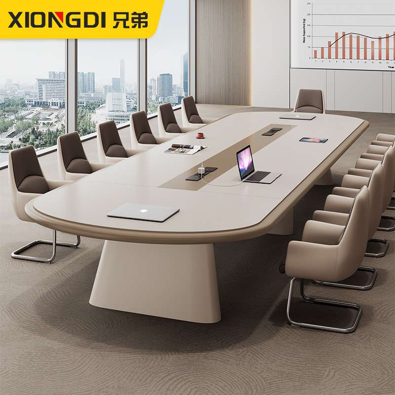 大型烤漆会议桌长桌简约现代 办公工作台会议室洽谈接待桌椅组合