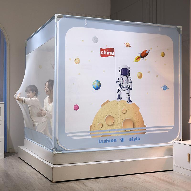 防摔蚊帐家用儿童1.8米床笠免安装支架蒙古包坐床加厚宝宝加粗1.5