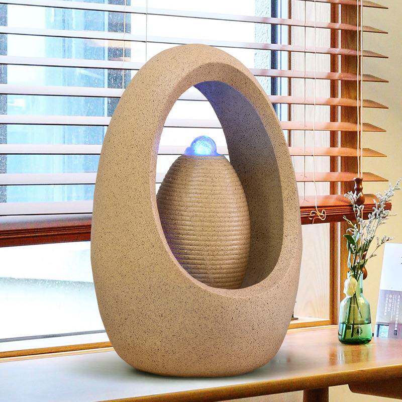 欧式假山流水喷泉招财加湿器客厅办公室内招财落地摆件水景装饰品