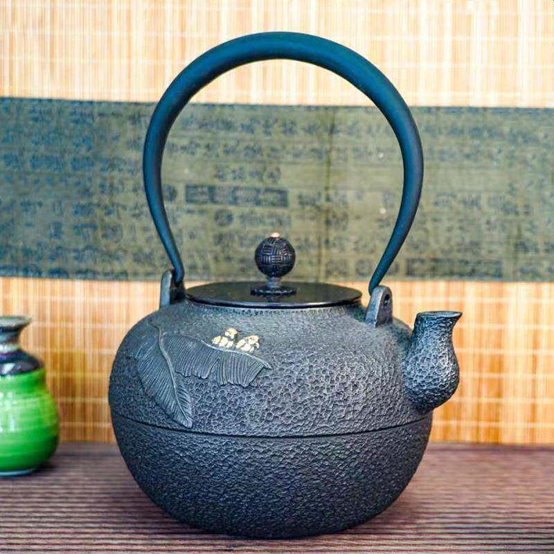 典工堂铸铁壶原铁无涂层鎏金工艺纯手工生铁壶家用茶具茶壶烧水壶