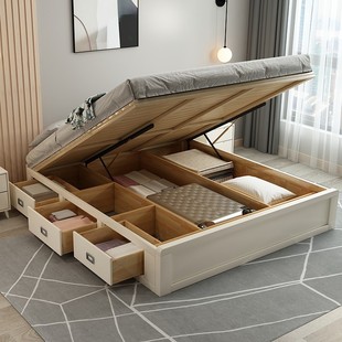 全实木榻榻米床无床头地台床1.5米1.35气压抽屉储物床1.8米小户型