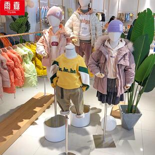 男女儿童模特橱窗展示道具半身全身包布带头部童装店小孩衣架金银