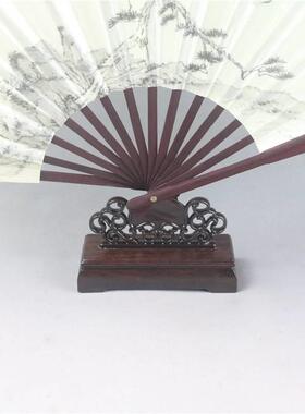 实木扇架折扇扇架扇托摆放扇子木托底座中式复古落地展示架