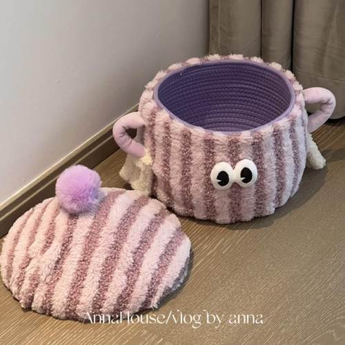 小怪兽收纳筐多巴胺家用客厅杂物零食整理篮玄关可爱置物收纳盒子