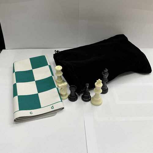 塑料国际象棋王高75mm仿皮革PU棋盘42cm配束口绒布袋约350克