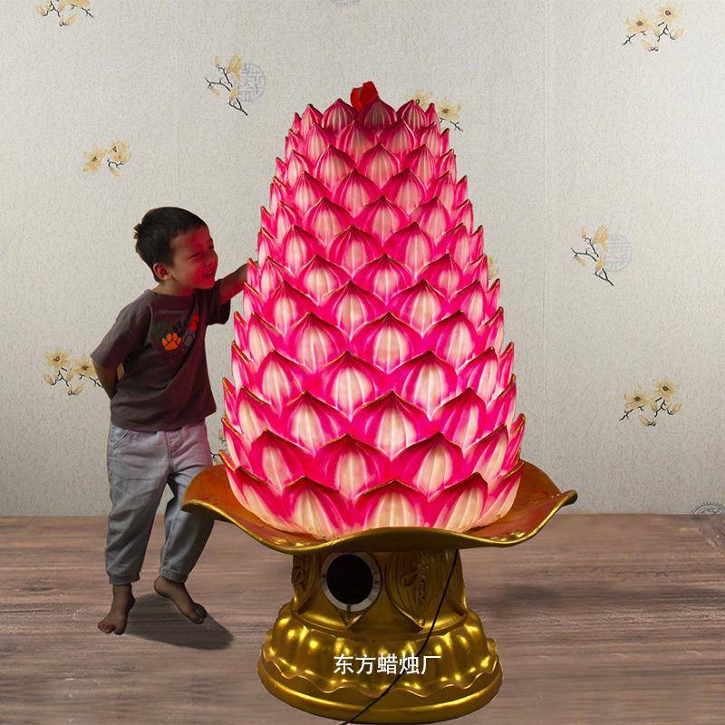 LED电子大莲花蜡烛灯仿真蜡烛荷花灯插电无烟安全环保家用