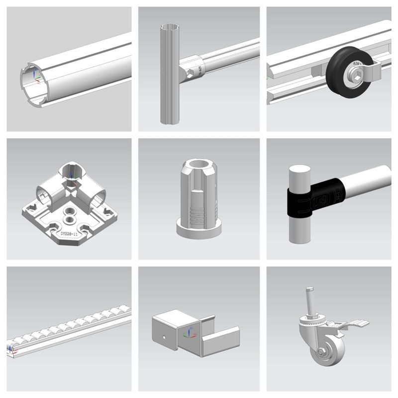 第三代线棒铝合金精益管3D模型接头连接件圆管型材零配件三维图纸,搬运/仓储/物流设备,机械式停车设备（立体停车库）,淘宝优惠券,粉丝福利购,淘宝优惠卷