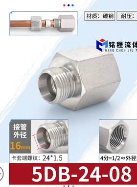 5CB/5DB永华标准24度锥卡套H型内丝英制1/2/4分内外牙油管管接头