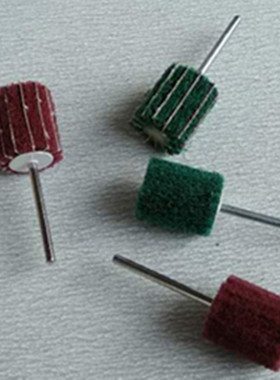 红色绿色百洁布飞翼轮不锈钢抛光拉丝磨头3Pmm柄电磨纤维磨头