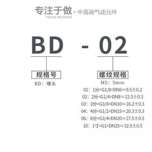伊莱科气动接头全外丝内六角水管气动堵头1 6分1寸水暖配件