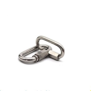 快速接环304不锈钢螺母扣登山扣链条接扣连接环梅龙锁安全连接器