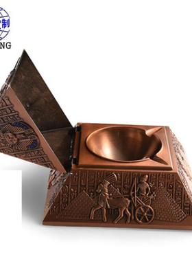 属烟灰缸作金字塔制立体合金古红yd5铜带钻车汽烟灰缸模型车金饰