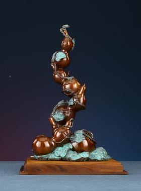 5Z客W五福临门彩铜葫品芦F76M5755摆件家居装公饰品厅玄关办室工