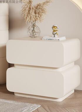 油木床头柜意式极简卧室45345收纳实柜简约现代整装落地床奶边风