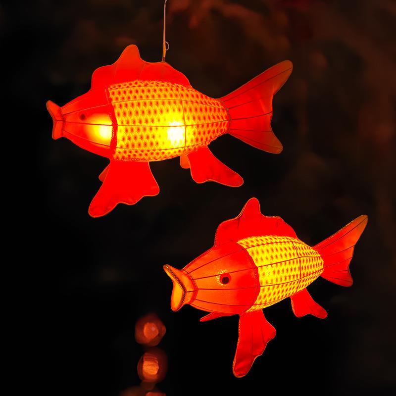 传UGM统手工鱼灯宵可悬挂可摆放元中秋节日装饰彩灯庆庙会婚氛围