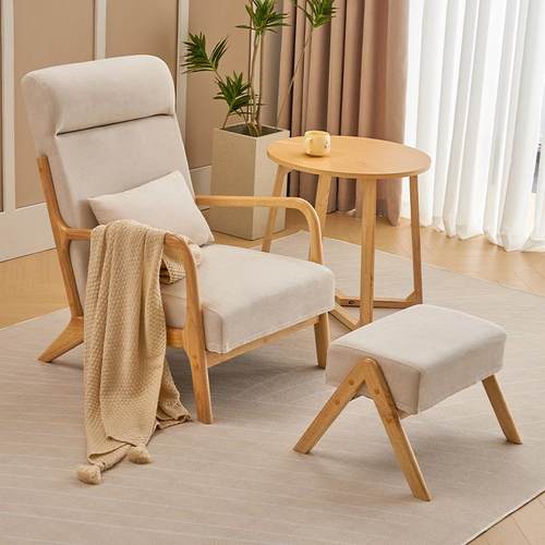 AL1801_8单人沙酒发懒人阳台椅民宿9店洽谈计师躺椅客厅实木休设