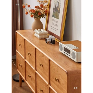 日式简约樱桃木斗柜客厅全实木八斗柜卧室收纳柜大容量抽屉储物柜