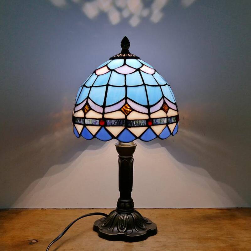 厂家地中海 酒店客房床头台灯 卧室床头小台灯  彩色玻璃台灯