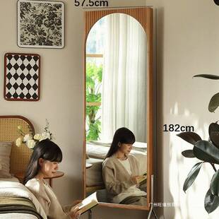中古实木隔断全身镜杂志架可移动旋转一体落地卧室日式沙发边书架