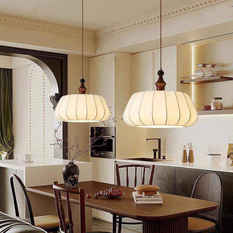 中古风餐厅吊灯个性927设复氛围感布计南瓜艺灯法式温馨古实木吧