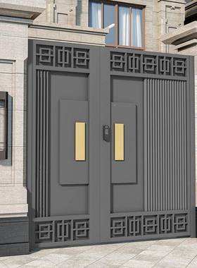 新中别墅庭大门外不锈钢户单双无品牌/开院围墙式门自建房铝合金