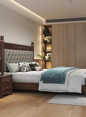 乌金木实木床家用新式主卧软中包床.全实木床纯18JY:W331#M现代简