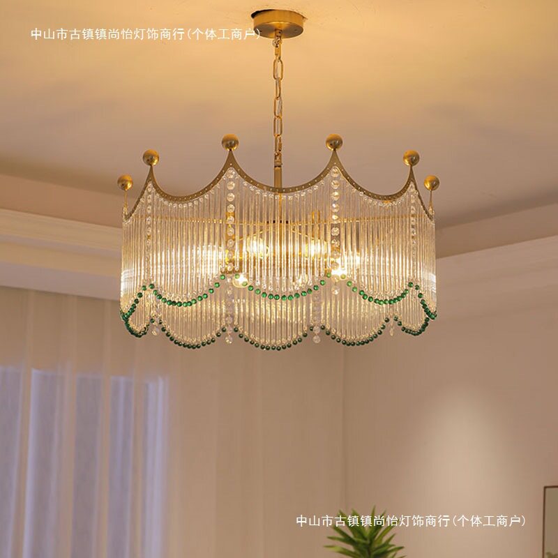 复古绿色珠轻法式奶油水晶玻
