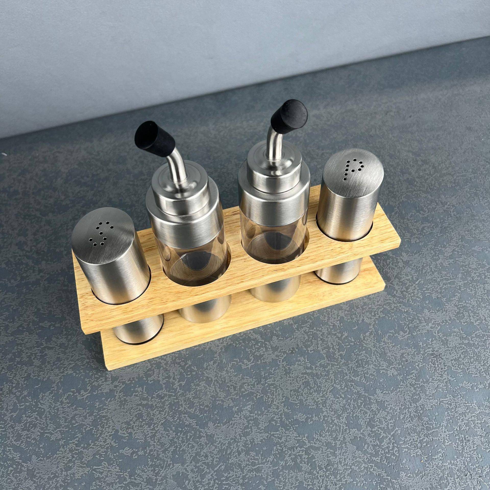 厨房调味瓶不锈醋钢家油酱套盐装置物架调料T413TWG0品罐用收纳盒