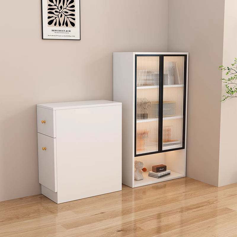 沙发边柜实木转角窄柜书柜侧边侧拉侧面抽拉柜夹缝柜收纳柜储物柜