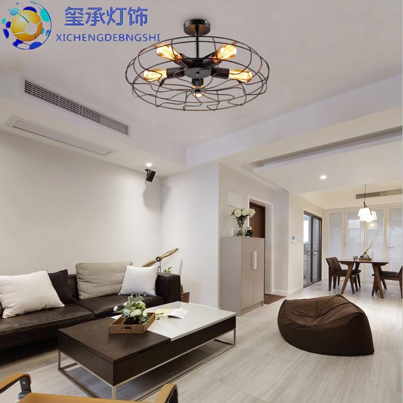美式乡村Loft复古工业风多头吸顶灯创意餐厅卧室过道电风扇吸顶灯