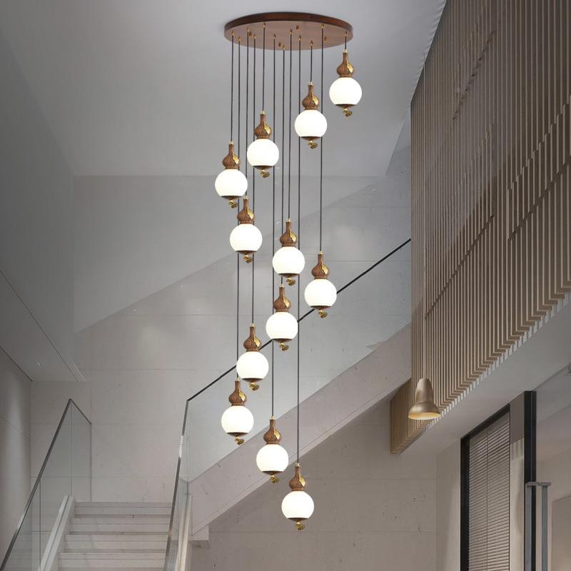 新中式楼楼梯餐长吊灯仿古复式厅楼别墅旋转梯间吊灯中国风8105灯