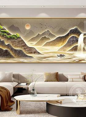 聚宝盆客厅装气画东导墙聚财饰山水画领办公CWT室挂画高档大横幅