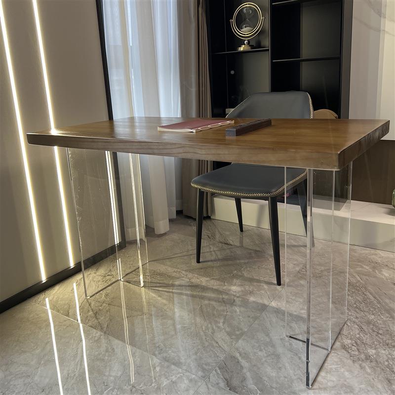 115方亚力实木悬浮餐桌椅脑小户型原木风客克厅书桌电桌长形吃饭