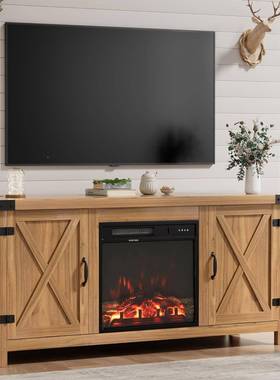 客厅谷仓门家古xsh-18用仿真火电子壁嵌入式美式复落电地视炉柜实