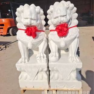 石獅子一對(duì)漢白玉青石天然石材雕刻別墅庭院大型石雕祠堂門(mén)口擺件