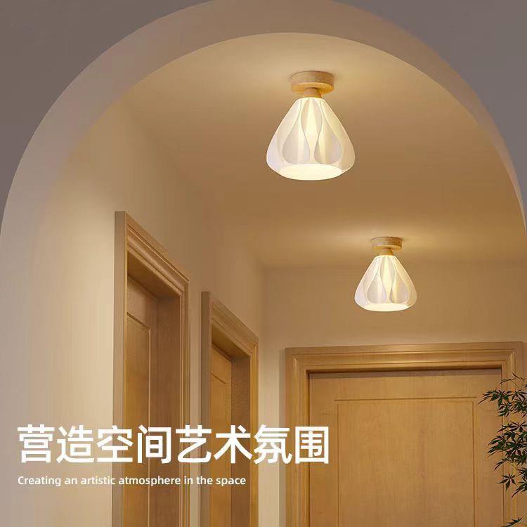 门口入户灯廊玄进关33079原木奶油风过道走灯小吸顶灯围阳台氛衣