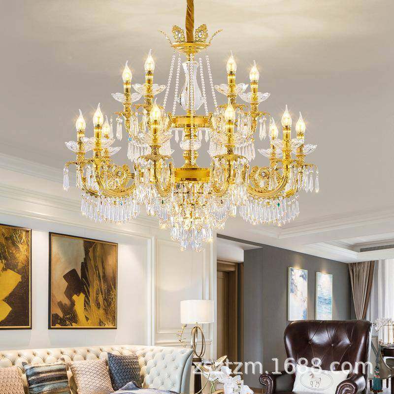 别法灯式餐厅房卧室书大气灯具奢华墅楼梯具欧式客250厅吊灯水晶