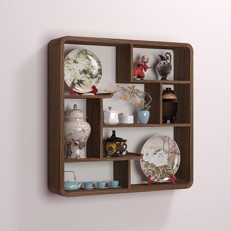 实木中式t5702380圆形鸡翅纹小古挂架墙上多宝阁壁挂置物博架式古