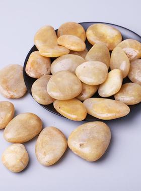 黄色抛鹅卵石厂家水垫底鱼缸造景池亮光光雨花965铺路石石头