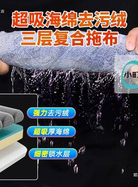 鱼拖把拖净202家4新款一用水桶体拖布LTW免手洗平一板拖地刮水