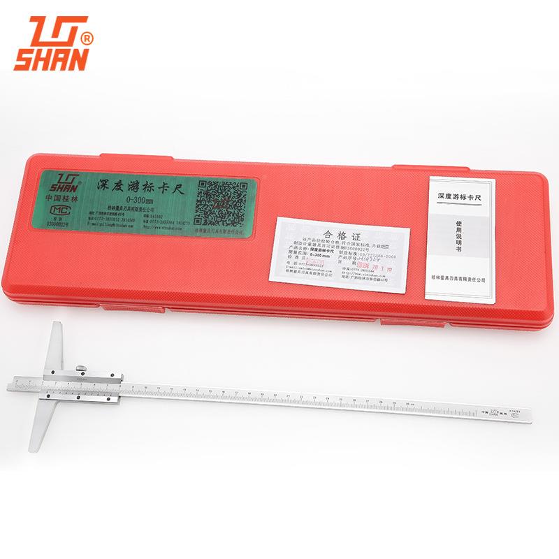 桂量5桂林锈DCB钢高精度工业0-级10-200机械深度游标卡尺不深度卡